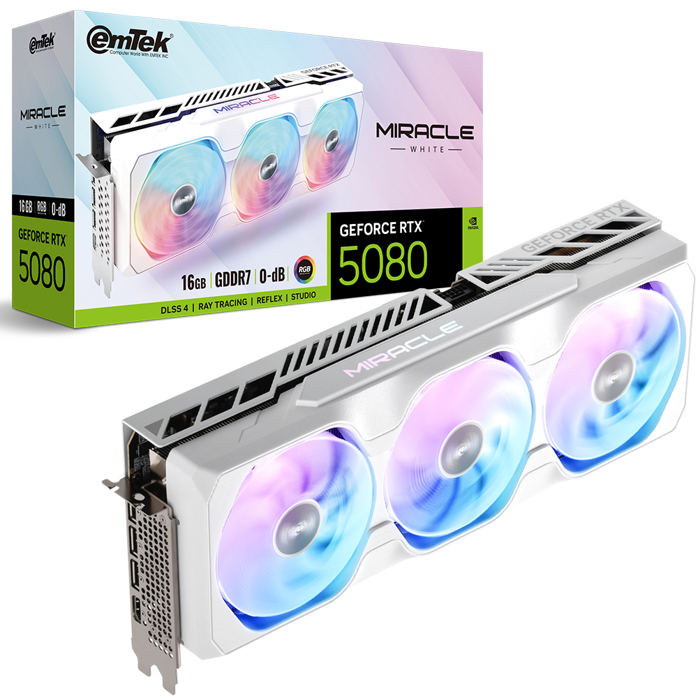 이엠텍 GeForce RTX 5080 MIRACLE WHITE D7 16GB